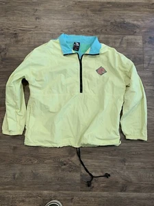 GOTCHA Neon Green Vintage Half Zip Nylon Windbreaker Jacket Sz M Collar VTG - Picture 1 of 9