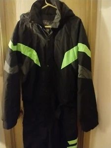 WHITE FIR ~ Men's Black Color Block Nylon Ski Snow Suit Black~ ! Piece Full Zip - Picture 1 of 13