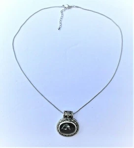 Vtg 925 Silver Oval Filigree Black Onyx Stone Necklace - Picture 1 of 5