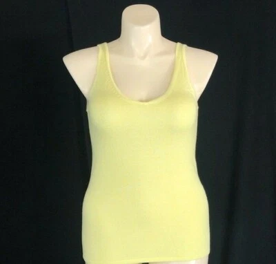 Camiseta sin mangas LINE de cachemir GRANDE suave amarillo limón cuello en V suéter elástico BONITO Foto 1 de 4
