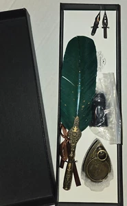 Quill Pen Set  Retro Hollow Calligraphy Pen With Empty Ink Bottle Kit ▷ - Picture 1 of 10