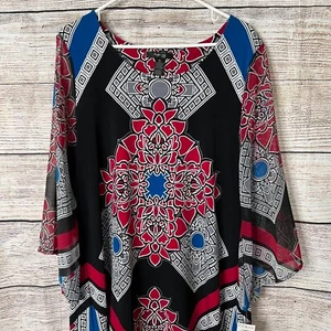 New Long Sleeve Tunic Blouse By Style & Co. Size PL Multicolor Top NWT - Picture 1 of 6