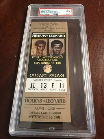HEARNS / SUGAR RAY LEONARD 1981 FULL TICKET PSA 8 GOLD   2/2 NONE BETTER Cover