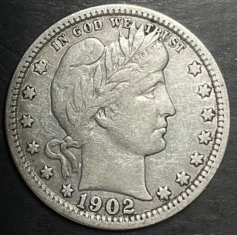 1902-P Barber Quarter Very Nice Higher Grade Silver Tough Date m110 Cover
