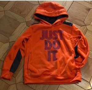 Little Boys Size 7 Nike Dri Fit Orange Black Hoodie - Pockets - Picture 1 of 3