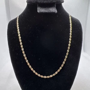 BEAUTIFUL 14K Tricolor Gold 2.2mm wide Link Chain Necklace 24” long 3.3gr. - Picture 1 of 12