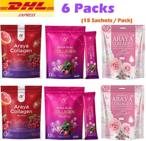 Set 6 Araya Collagen Ceramide Mix Berry Dietary Supplement 15 Sachets - Picture 1 of 9