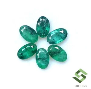 5x3 mm Natural Emerald Oval Cut Lot 06 Pieces 1.62 CTS Untreated Loose Gemstones - Picture 1 of 6