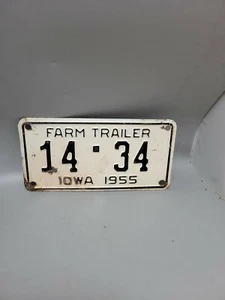  1955 Iowa Farm Trailer Nummernschild 14 - 34 - Bild 1 von 2