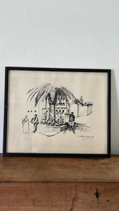 Vintage B + W 1967 Kasbah in Tanger, signed Abstract Lithograph - Picture 1 of 1