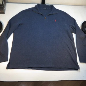 RALPH LAUREN POLO 1/4 ZIP PULLOVER SWEATER SWEATSHIRT Sz Mens XL Navy Blue  - Picture 1 of 3