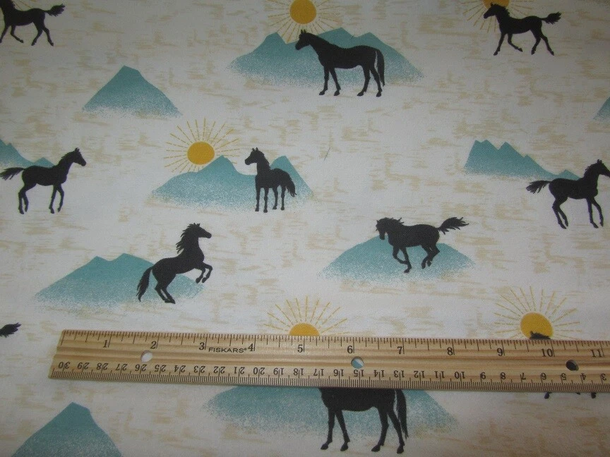 2 Yards White/Cream Hoses and Mountains Flannel Fabric - Image 1 of 1