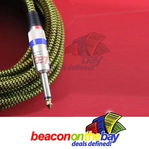 2 x 30ft ASHTEC Aussie Made Guitar Lead Instrument Cable Braided Tweed - Imagen 1 de 3