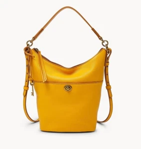 New Fossil Talulla Small Hobo Leather Golden Yellow - Picture 1 of 4