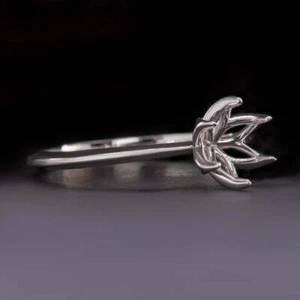 SOLITAIRE RING ENGAGEMENT SETTING 7.5mm ROUND WHITE GOLD MOUNT VINTAGE STYLE - Picture 1 of 3