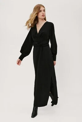 NEW Black Long Sleeve Twist Front Maxi Dress Size 6 - Изображение 1 из 4