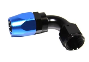 -10AN AN10 90Degree Swivel Oil/Fuel/Gas Line Hose End Fitting Adapter Black+Blue - Picture 1 of 4