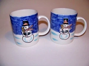 Tabletops Unlimited Holiday Season Snowman  12oz. Mugs. 2pc. - Picture 1 of 4