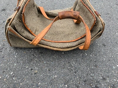 BOLSO DE VIAJE HARTMANN TOSTADO TWEED Y CUERO RIBETE VINTAGE 20”X11.5” Foto 1 de 4