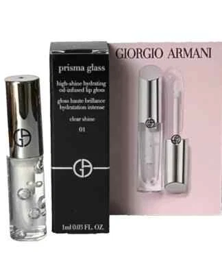 Giorgio Armani Prisma Glass Lip Gloss In 01 Clear Shine 1ml Travel Size NIB - Image 1 of 4