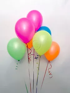 15 x Neon Pearlised Balloons, Pink, Blue, Green & Orange (Helium Quality) - Picture 1 of 1
