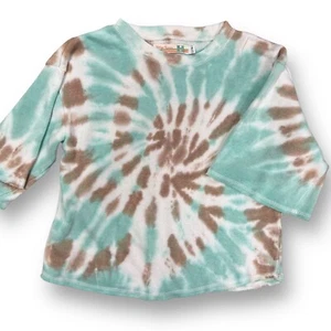 Vintage Havana Youth Girl Size 14 Turquoise 3/4 Sleeve Tie Dye Sweatshirt - Picture 1 of 2