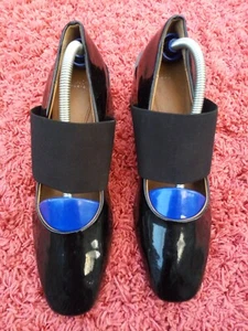 Givenchy Black Patent Leather Elastic Banded Chunky Heel Pumps Size 36 - Picture 1 of 12