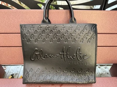 GLAM-AHOLIC BY MIA RAY UNISEX tote BAG BLACK VEGAN LEATHER!!! Nice!!! - Image 1 of 4