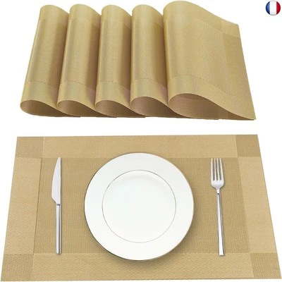 Lumaca Sets de Table Lavables, Lot de 6 Set de Table en 70% PVC et 30% - Photo 1/4