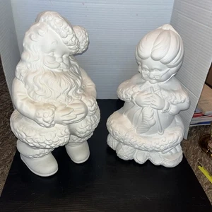 C-0270 Mr. & Mrs. Winking Santa Claus 14"T Christmas Ceramic Bisque U Paint - Picture 1 of 5