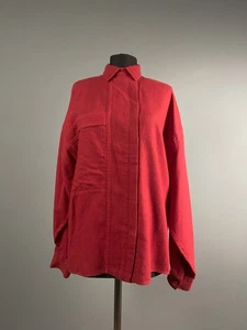 Vintage Gianni Versace Damen Hemdbluse rot Wolle Baumwolle mit Knöpfen Größe 44 XL - Bild 1 von 9