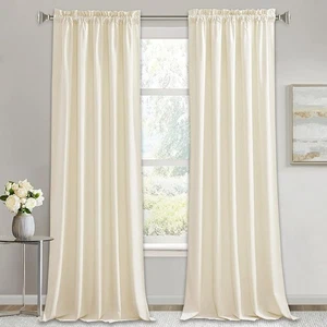 Juego de 2 paneles cortinas de terciopelo marfil 52 x 108 pulgadas oscurecimiento habitación ojal ventana - Imagen 1 de 6