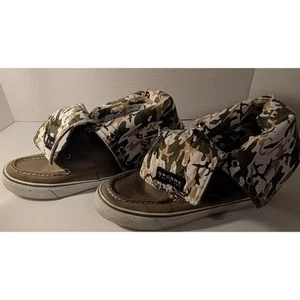 Sperry TopSider Womens 6M Canvas Roll Down High Top Army Green Camouflage Shoes - Picture 1 of 7