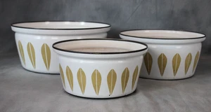 Set of 3 Original Vintage Catherine Holm Denmark Mustard Lotus Cooking Pots Pans - Picture 1 of 5