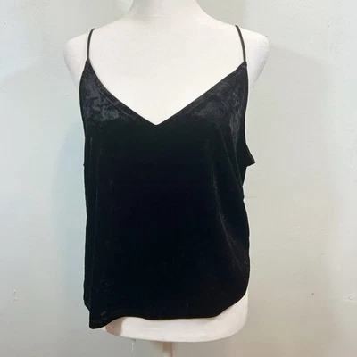 Divided H&M Black Velvet Holiday Party Spaghetti Strap Camisole Tank Top Size M - Image 1 of 4