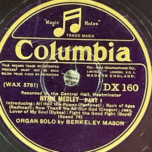 Organ Solo by Berkeley Mason, Hymn Medley Part 1/2 78 RPM Single Record - Picture 1 of 4
