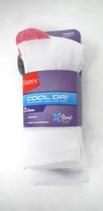 Hanes X-temp COOL DRI Women's White Wicking Crew Socks 3pk Shoe Size 5-9 - Picture 1 of 2