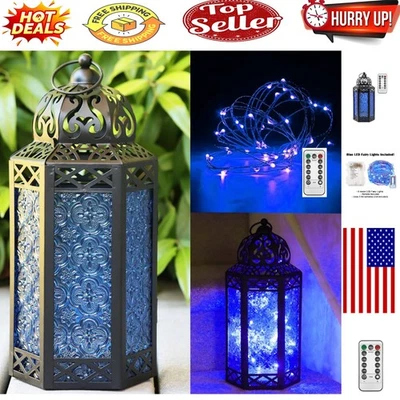 Linterna de 12 pulgadas de inspiración marroquí con luces LED de hadas a batería - grande Foto 1 de 4