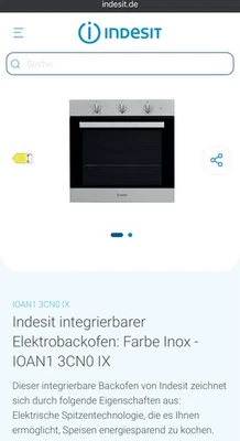 Indesit integrierbarer elektrobackofen farbe inox - ioan 1 3cn0 ix - Bild 1 von 4