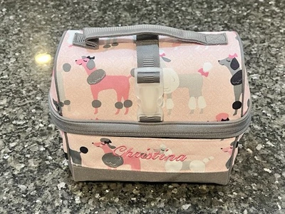 Pottery Barn Kids Mackenzie Rosa/Gris Caniche Retro Bolsa de Almuerzo Caja, Mono Christina Foto 1 de 4