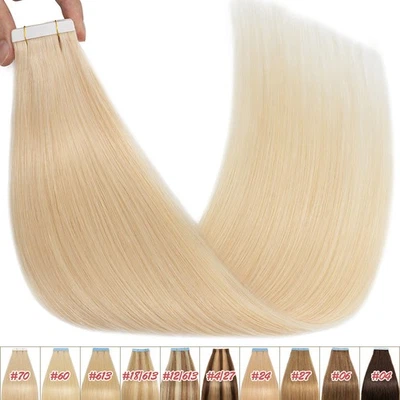 Thick Remy Seam-less Tape in Real Human Hair Extensions Skin Weft 200G Full Head - Image 1 of 4