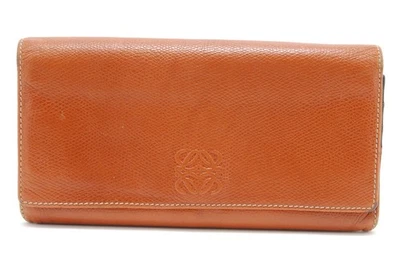 LOEWE длинный бумажник сумочки складного анаграммы кожи коричневый #A245 - Изображение 1 из 4