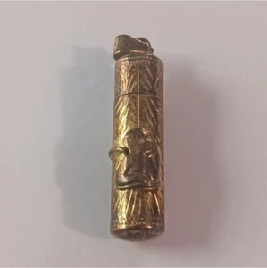 Antique Hand Carved Gold over Sterling Cherub Pendant - Picture 1 of 4