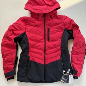 NEW Obermeyer Cosima Down Jacket Ski Patrol Red Black Size 12 / Large - Picture 1 of 9