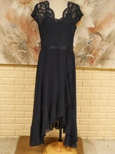 EUC LARGE BLUE MIUSOL HI-LOW LONG FLOWING RUFFLE LOWER LACE UPPER EVENING DRESS - Picture 1 of 10