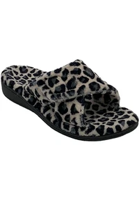 Vionic Adjustable Strap Slippers Relax Cream Leopard - Picture 1 of 3