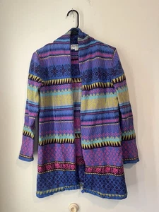Norm Thompson Open Cárdigan Pullover Damen Medium Multicolor Geometric Boho - Bild 1 von 5