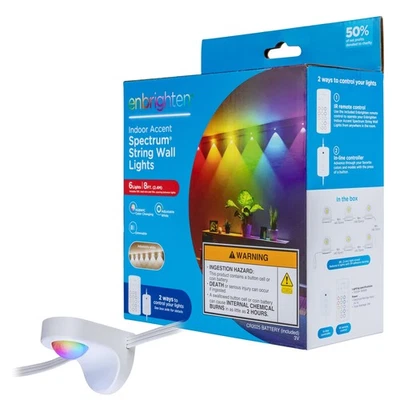 Enbrighten Spectrum Indoor LED Color-Changing Accent Lights, 6 lights,8ft,