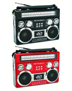 Dolphin SP-411BT RetroBox Portable Bluetooth AM/FM Radio & MP3 Speaker w/Antenna - Picture 1 of 12