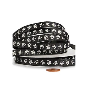 Black and White Paw Print Grosgrain Ribbon - 3/8in. x 25 Yds (pm5819320) - Picture 1 of 1